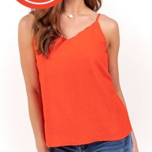 Francesca’s Brynlee Scallop Tank Top Orange